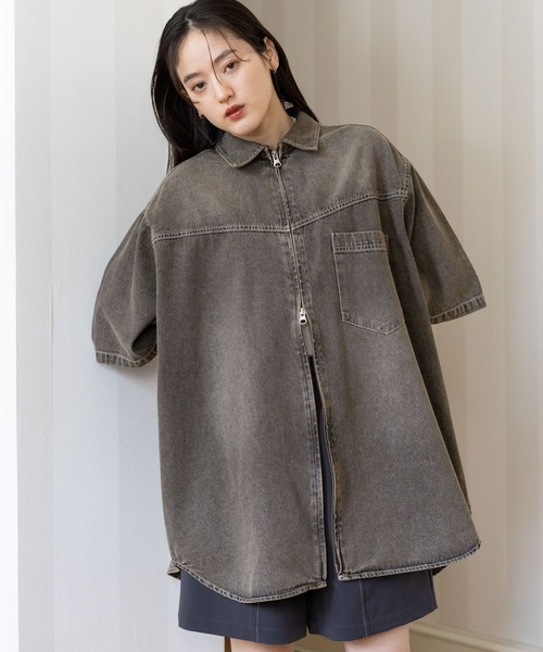 RAGEBLUE（レイジブルー）の「オーバーサイズ/Wジップデニムルーズシャツ（シャツ/ブラウス・レディース・ライトブルー/ブラック/ブラウン・FREE）」の13枚目の写真