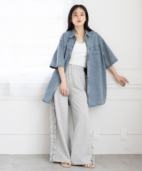 RAGEBLUE（レイジブルー）の「オーバーサイズ/Wジップデニムルーズシャツ（シャツ/ブラウス・レディース・ライトブルー/ブラック/ブラウン・FREE）」の17枚目の写真