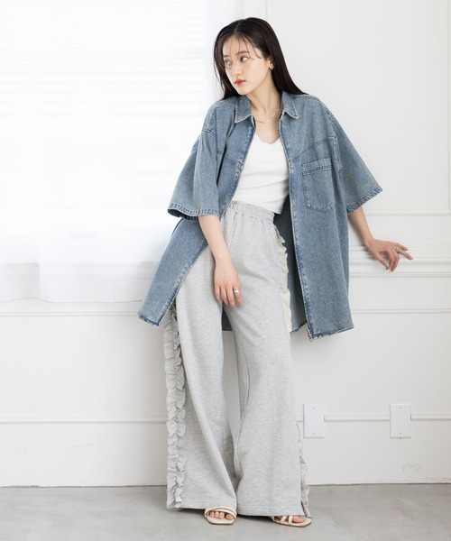 RAGEBLUE（レイジブルー）の「オーバーサイズ/Wジップデニムルーズシャツ（シャツ/ブラウス・レディース・ライトブルー/ブラック/ブラウン・FREE）」の18枚目の写真