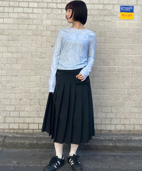 tシャツ 「OPEN YY / オープンワイワイ」RIBBON PRINT MESH TOP  YY251TS009 レディース OPEN Yy tシャツ 「OPEN YY / オープンワイワイ」RIBBON PRINT