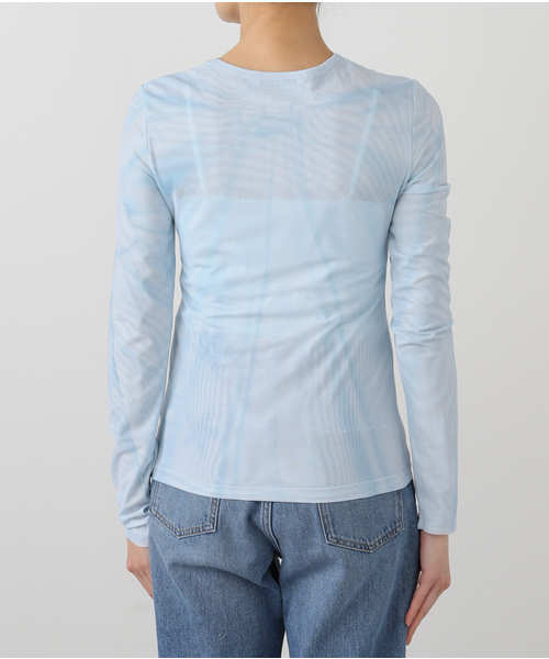 OPEN Yy(オープンワイワイ)の「【OPEN YY / オープンワイワイ】RIBBON PRINT MESH TOP YY251TS009(Tシャツ/カットソー・レディース・ブルー系その他・SMALL)」の8枚目の写真