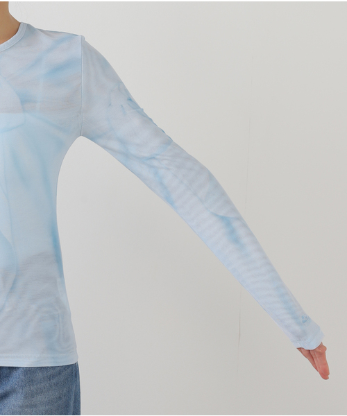 tシャツ 「OPEN YY / オープンワイワイ」RIBBON PRINT MESH TOP  YY251TS009 レディース OPEN YY / オープンワイワイ】RIBBON PRINT MESH TOP YY251TS009