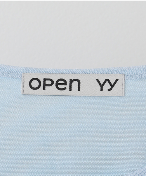 tシャツ 「OPEN YY / オープンワイワイ」RIBBON PRINT MESH TOP  YY251TS009 レディース セール】【OPEN YY / オープンワイワイ】RIBBON PRINT MESH TOP