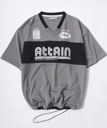 Soccer Game Shirt SS Tee/オーバーサイズ メッシュ ユニフォームデザイン サッカーゲームシャツ Vネック 半袖Tシャツ/レディース メンズ