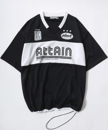 Soccer Game Shirt SS Tee/オーバーサイズ メッシュ ユニフォームデザイン サッカーゲームシャツ Vネック 半袖Tシャツ/レディース メンズ