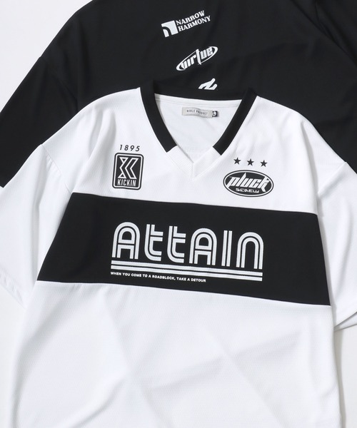 Lazar（ラザル）の「Soccer Game Shirt SS Tee/オーバーサイズ メッシュ ユニフォームデザイン サッカーゲームシャツ Vネック 半袖Tシャツ/レディース メンズ（Tシャツ/カットソー・レディース・ブラック/グレー/ホワイト・M/L）」の13枚目の写真