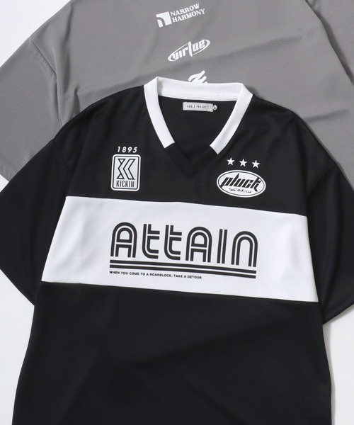 Lazar（ラザル）の「Soccer Game Shirt SS Tee/オーバーサイズ メッシュ ユニフォームデザイン サッカーゲームシャツ Vネック 半袖Tシャツ/レディース メンズ（Tシャツ/カットソー・レディース・ブラック/グレー/ホワイト・M/L）」の12枚目の写真