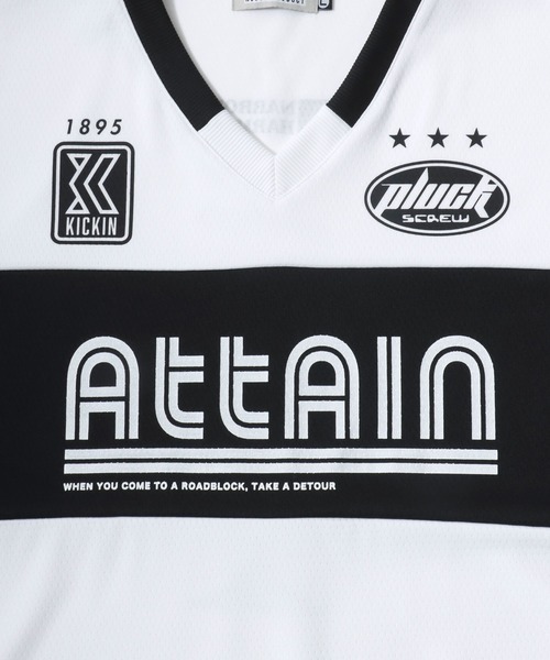 Lazar（ラザル）の「Soccer Game Shirt SS Tee/オーバーサイズ メッシュ ユニフォームデザイン サッカーゲームシャツ Vネック 半袖Tシャツ/レディース メンズ（Tシャツ/カットソー・レディース・ブラック/グレー/ホワイト・M/L）」の5枚目の写真