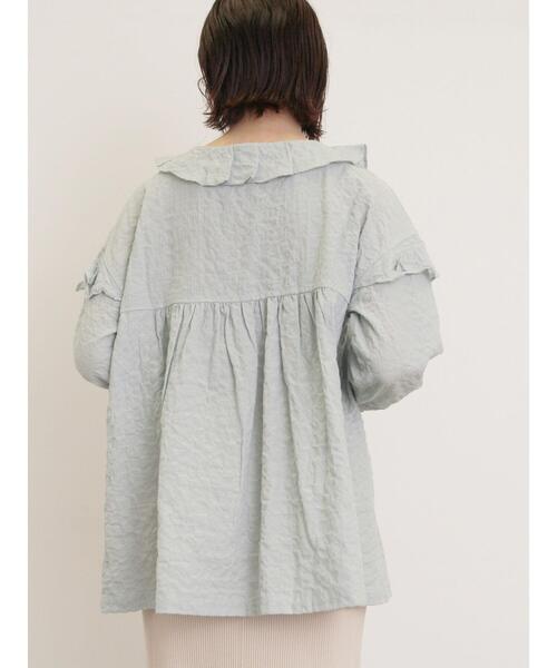 Samansa Mos2（サマンサ モスモス）の「襟フリルVネックチュニック（シャツ/ブラウス・レディース・ブラック/オフホワイト/ミント/イエロー・F）」の15枚目の写真