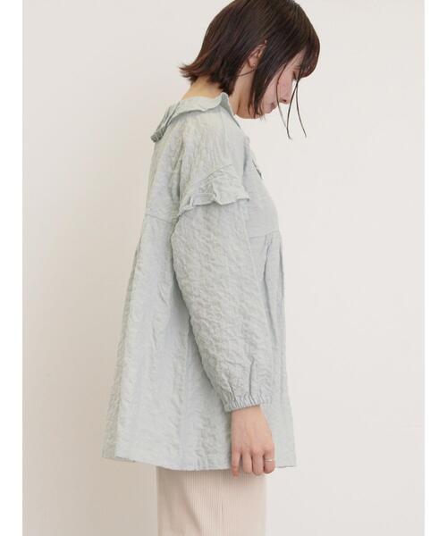 Samansa Mos2（サマンサ モスモス）の「襟フリルVネックチュニック（シャツ/ブラウス・レディース・ブラック/オフホワイト/ミント/イエロー・F）」の14枚目の写真