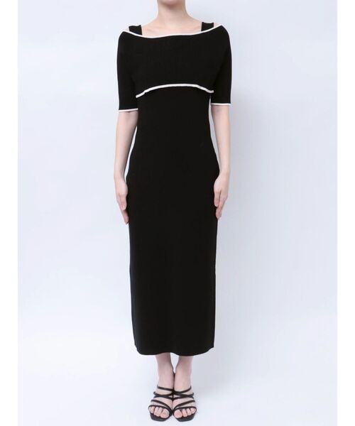 MERCURYDUO 3WAY配色バックレースアップ半袖ニットキャミワンピース セール】3WAY配色バックレースアップ半袖ニット キャミ