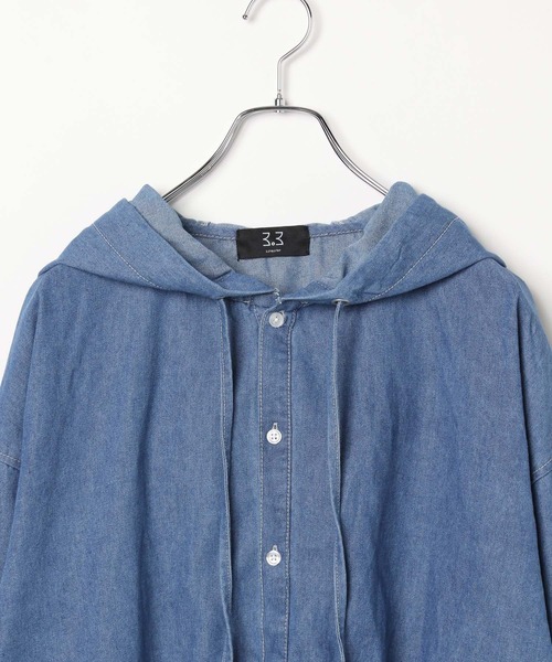 LAND MUSEUM(ランドミュージアム)の「LAND MUSEUM/フードデニムシャツ(シャツ/ブラウス・メンズ・ライトブルー/ブラック・FREE)」の19枚目の写真