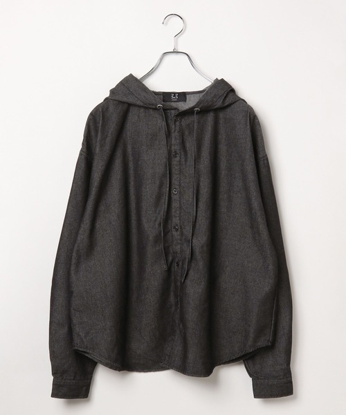 LAND MUSEUM(ランドミュージアム)の「LAND MUSEUM/フードデニムシャツ(シャツ/ブラウス・メンズ・ライトブルー/ブラック・FREE)」の14枚目の写真