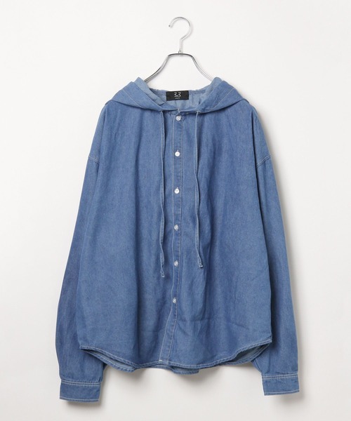 LAND MUSEUM(ランドミュージアム)の「LAND MUSEUM/フードデニムシャツ(シャツ/ブラウス・メンズ・ライトブルー/ブラック・FREE)」の15枚目の写真