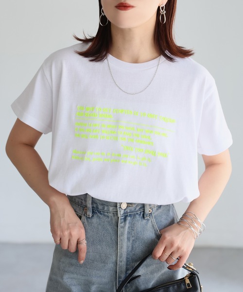 Riberry(リベリー)の「手書き風ロゴ刺繍デザインTシャツ(Tシャツ/カットソー・レディース・オートミール/ピンク/オフホワイト/チャコールグレー/杢グレー・FREE)」の7枚目の写真