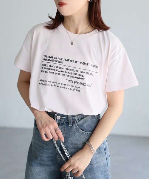 Riberry(リベリー)の「手書き風ロゴ刺繍デザインTシャツ(Tシャツ/カットソー・レディース・オートミール/ピンク/オフホワイト/チャコールグレー/杢グレー・FREE)」の18枚目の写真