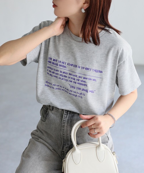 Riberry(リベリー)の「手書き風ロゴ刺繍デザインTシャツ(Tシャツ/カットソー・レディース・オートミール/ピンク/オフホワイト/チャコールグレー/杢グレー・FREE)」の12枚目の写真