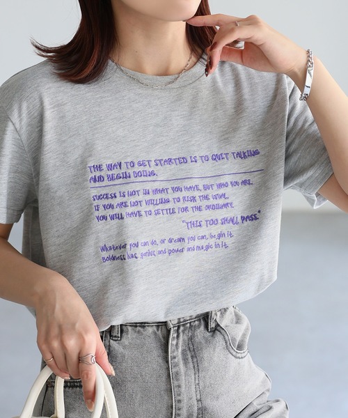 Riberry(リベリー)の「手書き風ロゴ刺繍デザインTシャツ(Tシャツ/カットソー・レディース・オートミール/ピンク/オフホワイト/チャコールグレー/杢グレー・FREE)」の13枚目の写真
