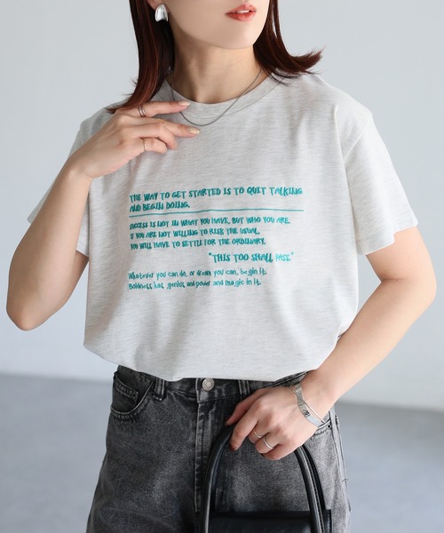 Riberry(リベリー)の「手書き風ロゴ刺繍デザインTシャツ(Tシャツ/カットソー・レディース・オートミール/ピンク/オフホワイト/チャコールグレー/杢グレー・FREE)」の15枚目の写真