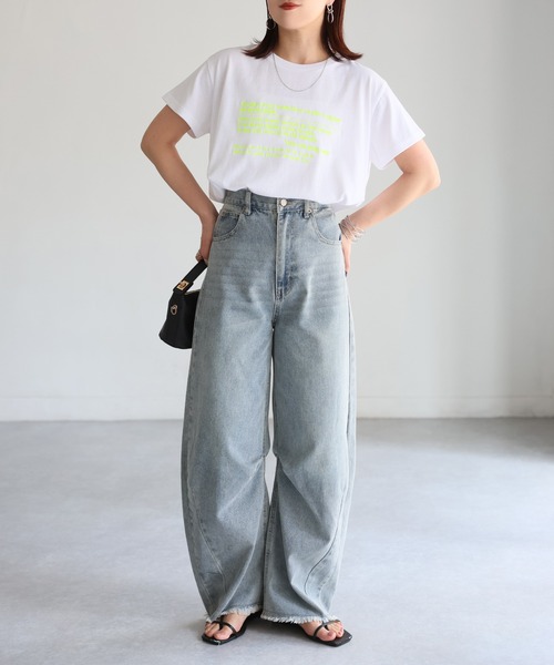 Riberry(リベリー)の「手書き風ロゴ刺繍デザインTシャツ(Tシャツ/カットソー・レディース・オートミール/ピンク/オフホワイト/チャコールグレー/杢グレー・FREE)」の21枚目の写真
