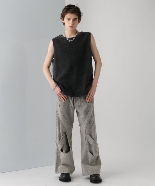 HARE（ハレ）の「カサネベルトデニムパンツ(HARE)（デニムパンツ・メンズ・グレー/ブラック・FREE）」の5枚目の写真