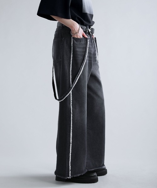 SOCCE(ソーシー)の「ハイウエストワイドフリンジサスペンダーデニム(デニムパンツ・メンズ・ブルー/ダークグレー・M/S/XL/L)」の21枚目の写真