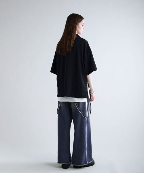 SOCCE(ソーシー)の「ハイウエストワイドフリンジサスペンダーデニム(デニムパンツ・メンズ・ブルー/ダークグレー・M/S/XL/L)」の4枚目の写真