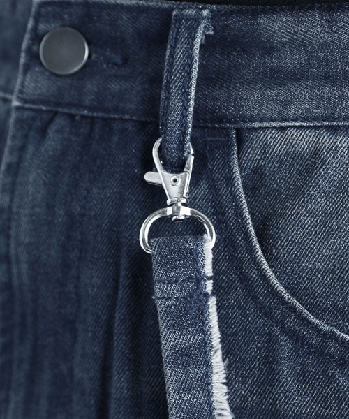 SOCCE(ソーシー)の「ハイウエストワイドフリンジサスペンダーデニム(デニムパンツ・メンズ・ブルー/ダークグレー・M/S/XL/L)」の16枚目の写真