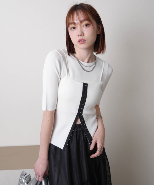 セール】フロントホックビスチェ×ニットトップスSET（ニット/セーター