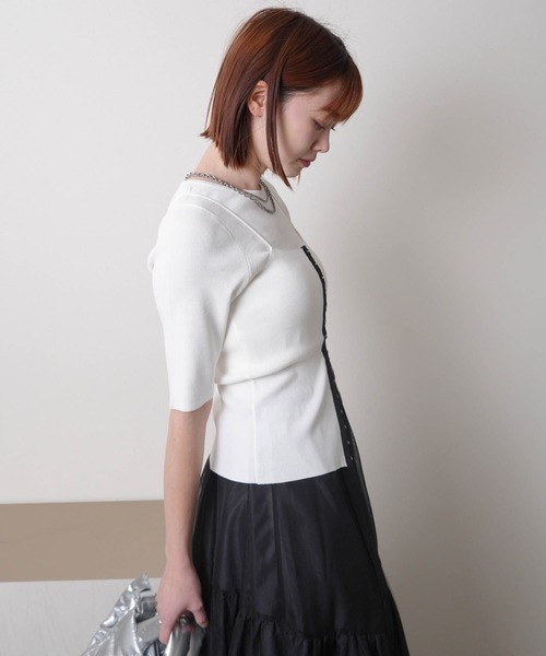 LADYMADE（レディメイド）の「フロントホックビスチェ×ニットトップスSET（ニット/セーター・レディース・ホワイト/シルバー/ブラック・FREE）」の6枚目の写真