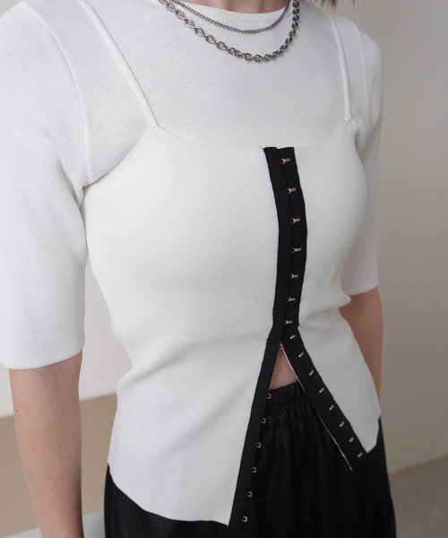 LADYMADE（レディメイド）の「フロントホックビスチェ×ニットトップスSET（ニット/セーター・レディース・ホワイト/シルバー/ブラック・FREE）」の8枚目の写真