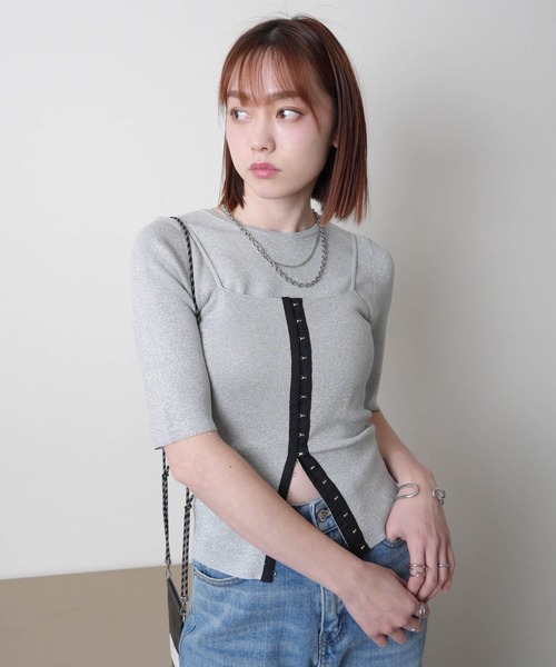 セール】フロントホックビスチェ×ニットトップスSET（ニット/セーター