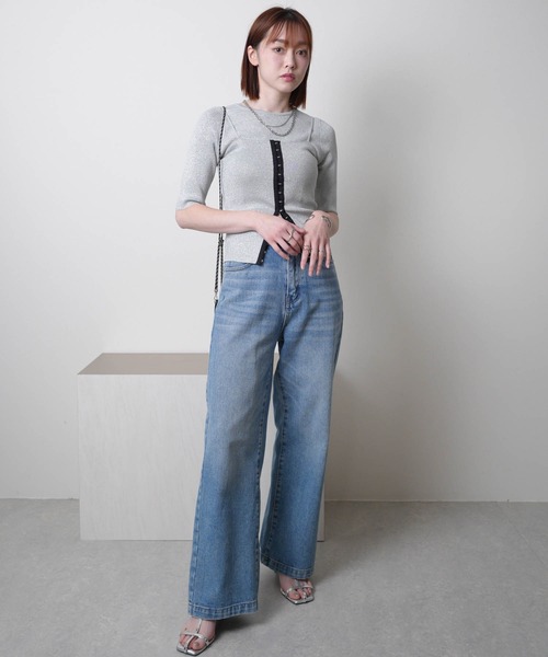 LADYMADE（レディメイド）の「フロントホックビスチェ×ニットトップスSET（ニット/セーター・レディース・ホワイト/シルバー/ブラック・FREE）」の16枚目の写真