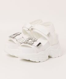 Mafmof(マフモフ)10.5cm厚底ボリュームソールバックルベルクロダッドスポーツサンダル