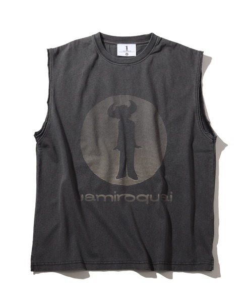 CORPUS SELECT(コーパストーキョー)の「【Jamiroquai/ジャミロクワイ】ピグメント加工 サークルプリント ノースリーブカットソー(Tシャツ/カットソー・メンズ・ホワイト/ブラック系その他/ブラック系その他2・L/M/LL)」の1枚目の写真