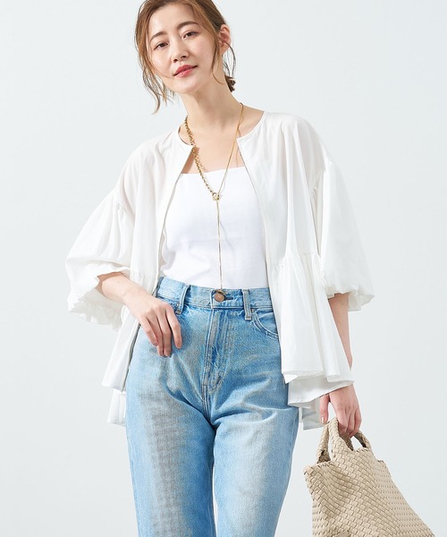 MICA&DEAL（マイカ＆ディール）の「ペプラムボリュームシャツブルゾン（ブルゾン・レディース・ブラック/オフホワイト/ベージュ・FREE）」の2枚目の写真