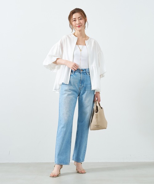 MICA&DEAL（マイカ＆ディール）の「ペプラムボリュームシャツブルゾン（ブルゾン・レディース・ブラック/オフホワイト/ベージュ・FREE）」の4枚目の写真