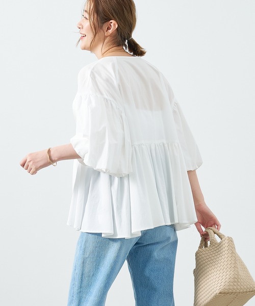 MICA&DEAL（マイカ＆ディール）の「ペプラムボリュームシャツブルゾン（ブルゾン・レディース・ブラック/オフホワイト/ベージュ・FREE）」の5枚目の写真