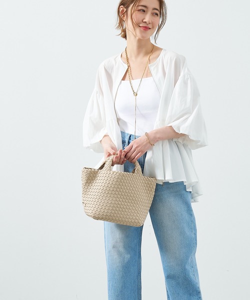 MICA&DEAL（マイカ＆ディール）の「ペプラムボリュームシャツブルゾン（ブルゾン・レディース・ブラック/オフホワイト/ベージュ・FREE）」の6枚目の写真