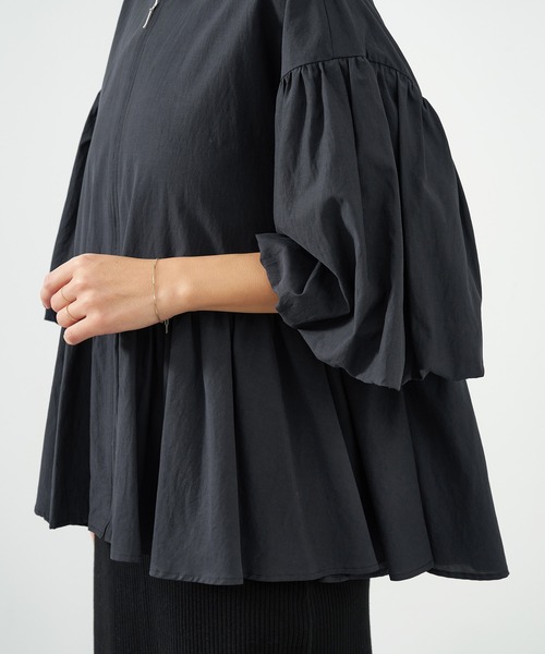 MICA&DEAL（マイカ＆ディール）の「ペプラムボリュームシャツブルゾン（ブルゾン・レディース・ブラック/オフホワイト/ベージュ・FREE）」の17枚目の写真