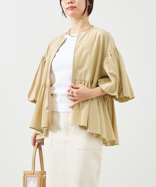 MICA&DEAL（マイカ＆ディール）の「ペプラムボリュームシャツブルゾン（ブルゾン・レディース・ブラック/オフホワイト/ベージュ・FREE）」の19枚目の写真