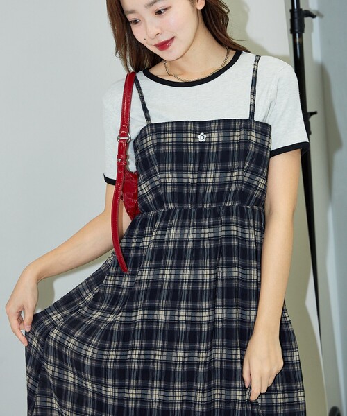 MARY QUANT × PUBLUX ワンポイント刺繍 楊柳 キャミワンピース MARY QUANT/ワンポイント刺繍 楊柳 キャミワンピース 限定展開