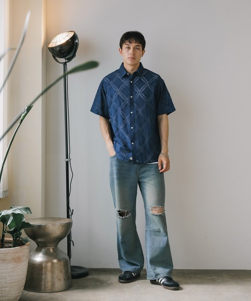 ROOPTOKYO（ループトウキョウ）の「透かし柄シャツ（シャツ/ブラウス・メンズ・ブラック/ネイビー/ホワイト・M/L）」の12枚目の写真