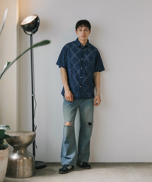 ROOPTOKYO（ループトウキョウ）の「透かし柄シャツ（シャツ/ブラウス・メンズ・ブラック/ネイビー/ホワイト・M/L）」の13枚目の写真