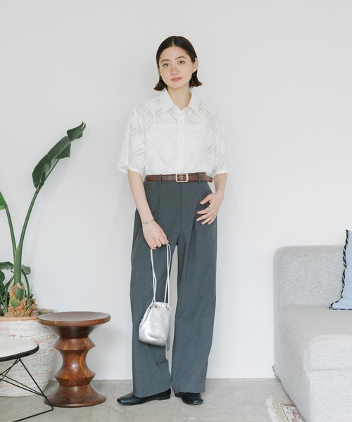 トップス OBAOBA さがらロゴペプラムダイバートップス [C7282] - レディース