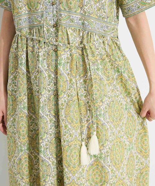 CRAFT STANDARD BOUTIQUE(クラフトスタンダードブティック)の「インド綿アラベスク柄ワンピース(ワンピース・レディース・カーキ/ブルー・FREE)」の12枚目の写真