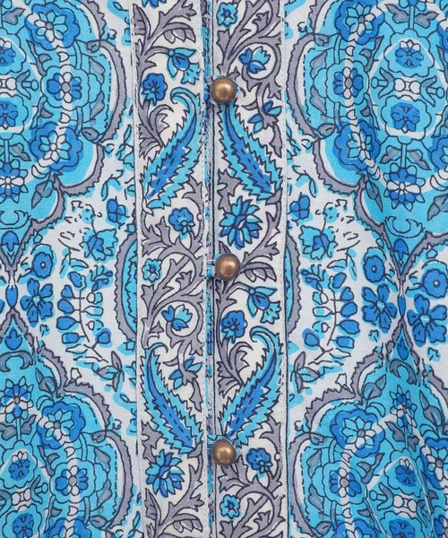 膝丈ワンピース　ロゴ金具　アラベスク柄　Lサイズ セール】インド綿アラベスク柄ワンピース（ワンピース）｜CRAFT