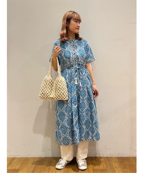 インド綿ワンピース　鳥柄 インド綿 ストライプ柄ワンピース ワンピ レディース 送料無料