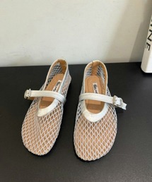ベルトメッシュ バレエシューズ