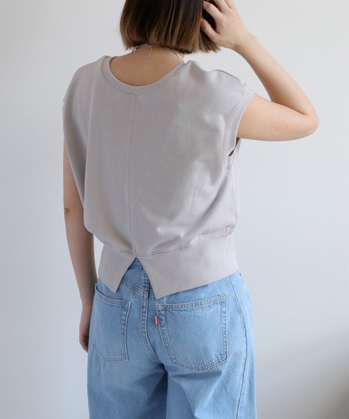 cepo（セポ）の「裏毛ノースリーブスウェットプルオーバー（Tシャツ/カットソー・レディース・チャコール/グレー/オフホワイト・M）」の19枚目の写真